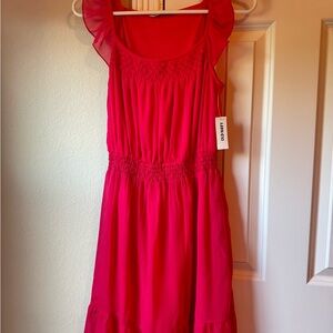 Women’s Old Navy Bright Pink Ruffle Sleeve Lined Dress NWT